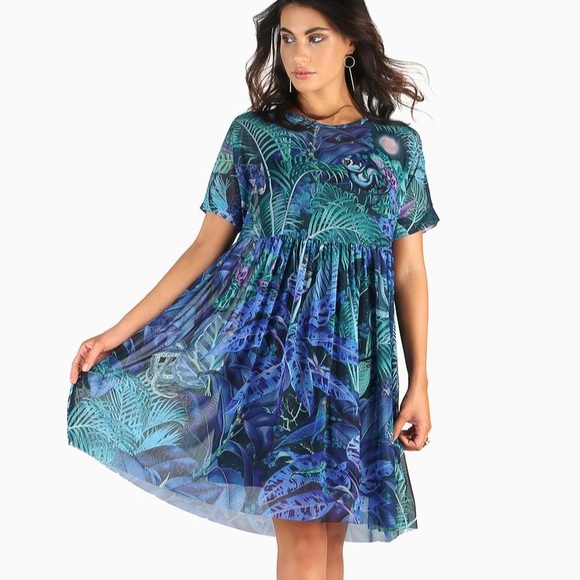 Blackmilk Dresses & Skirts - NWT Blackmilk Hyper Jungle Sheer Smock Dress